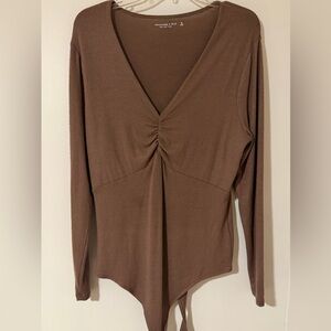 Abercrombie & Fitch Brown V-Neck Bodysuit